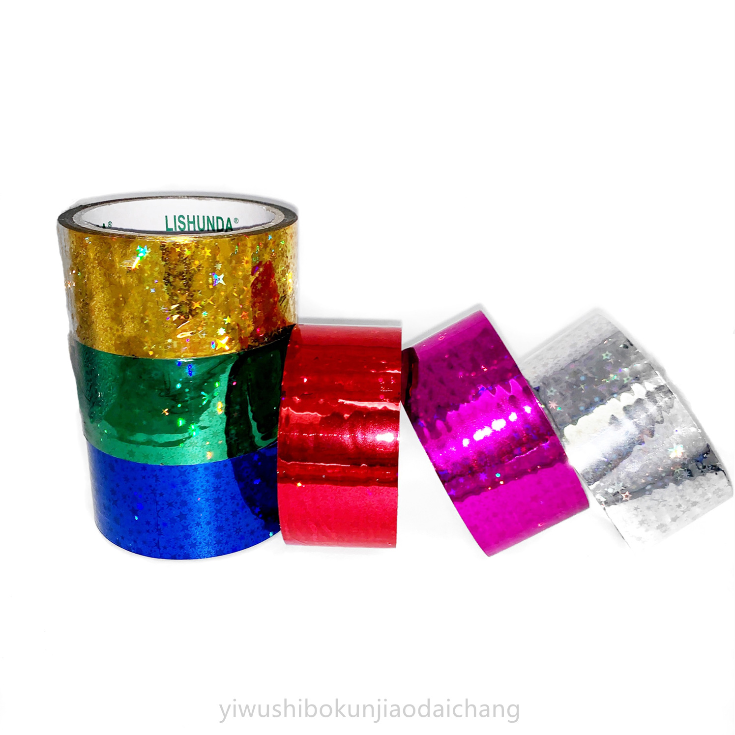 [Spot] Star Laser tape 4.5cm * 40m hand account decoration gift box five-pointed star color flash tape