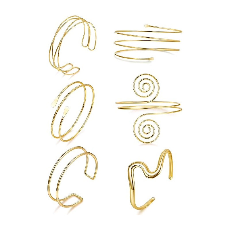 Cross-Border Wholesale European and American Fashion Jewelry Set Geometric Lines Wave Open Arm Ring Cross Multi-Layer Opening Adjustment