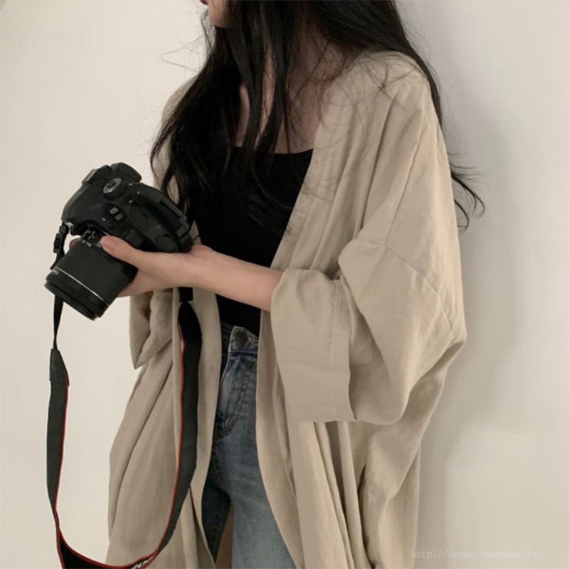 Summer Korean Style Loose Long-Sleeved Cardigan Outwear Blouse Southeast Asian Women's Solid Color Thin Windbreaker Sun Protection Clothing for Women