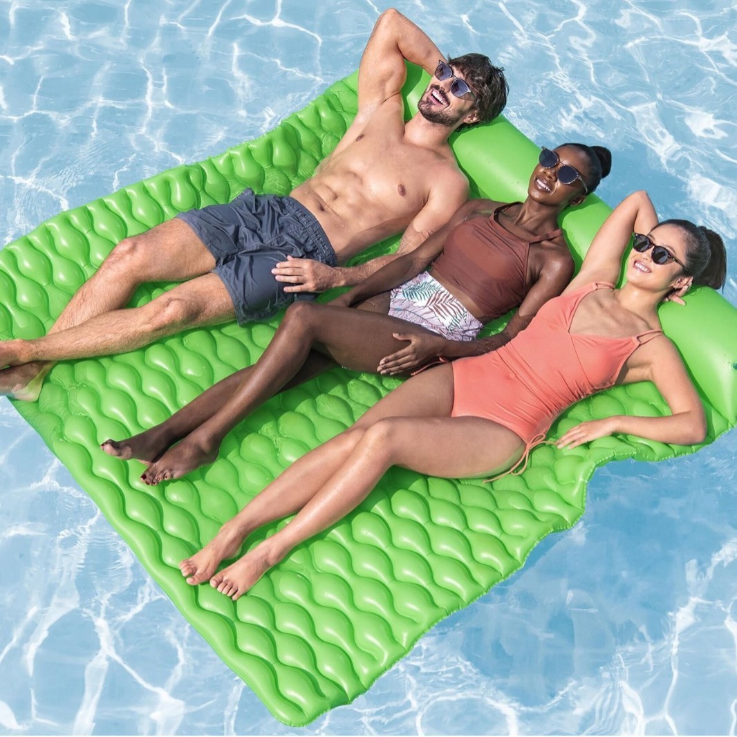 Picture of Water Inflatable Floating Row Floating Bed Queen Adult Pool Leisure Chair Floating Cushion with Backrest and Cup Holder