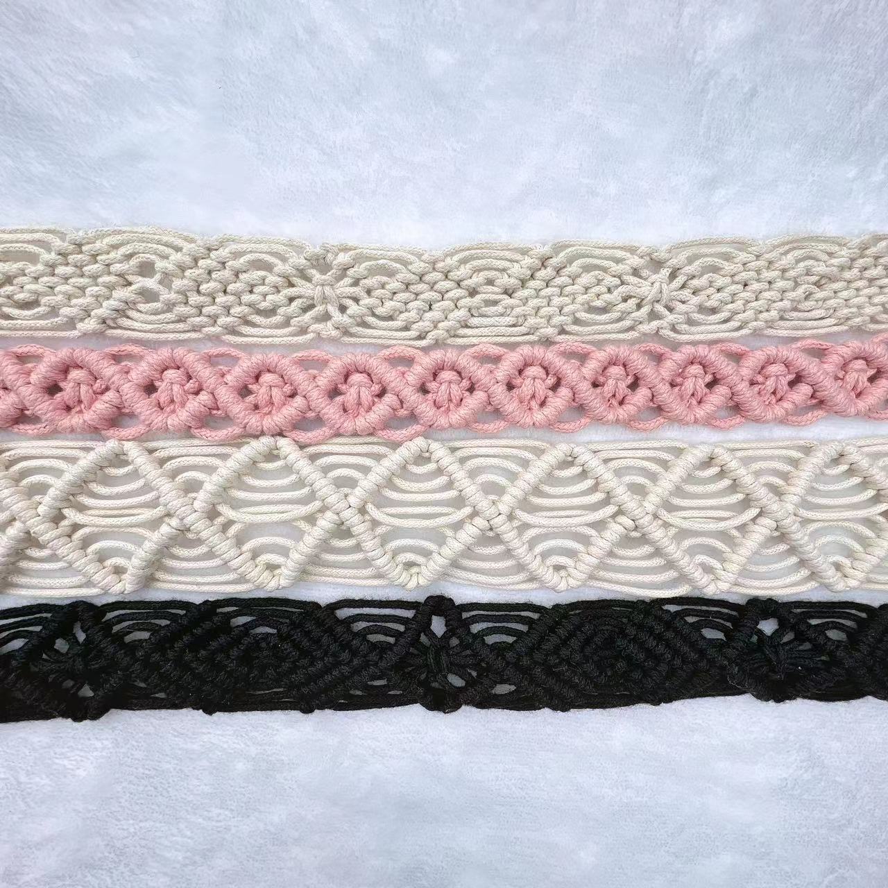 Cotton rope woven vintage National Style ladies belt dress Joker hollow hand woven belt manufacturers wholesale