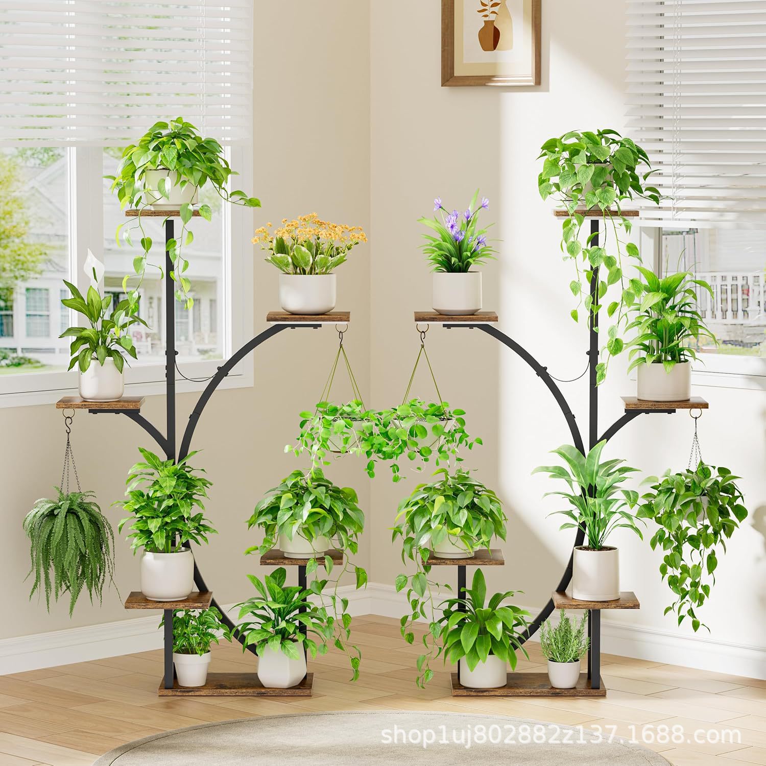 Wrought Iron Indoor Stand with Grow Light Corner Plant Stand Indoor Plant Stand K-Shaped Plant Stand Display Stand