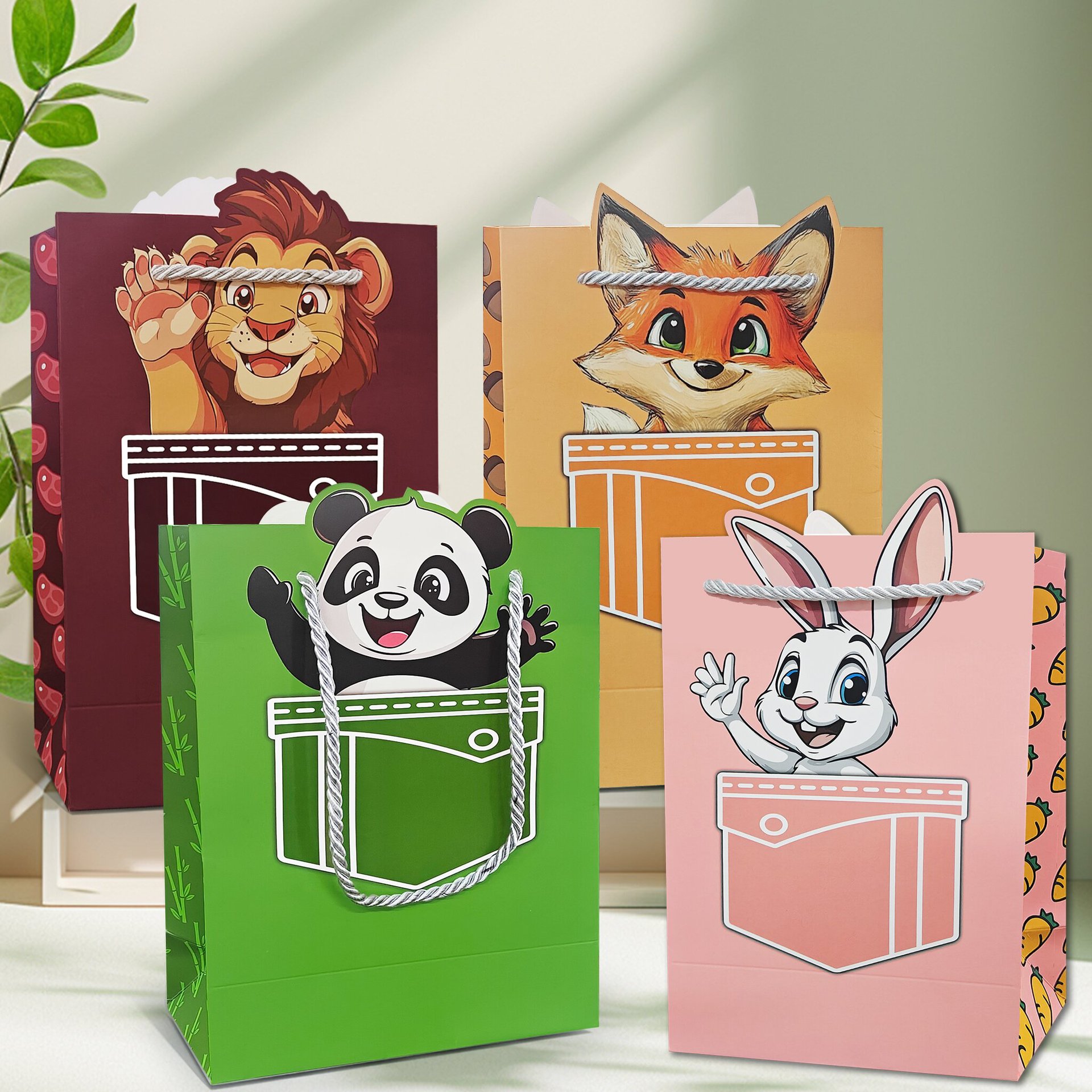 Amazon Cross-Border Stereo Animal Theme Series White Card Bag Gift Bag Kidsren's Handbag Cartoon Cute Ins