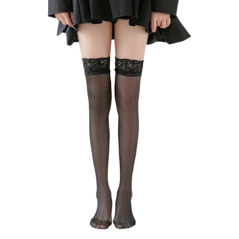 Stockings over the Knee Socks Thin Sexy High Socks Stockings Lace Women's Over-The-Knee Black Stockings Summer