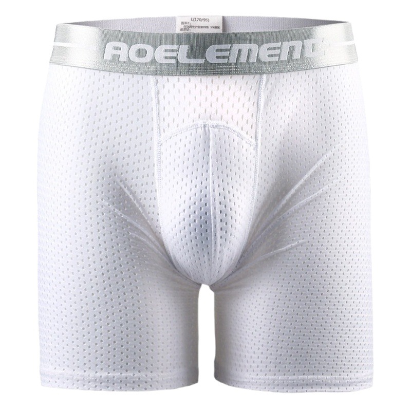 Ice Silk Mesh Sports Underwear Men's Anti-wear Leg Running Five-point Quick-drying Fitness Anti-wear Crotch Lengthened Boxer Pants