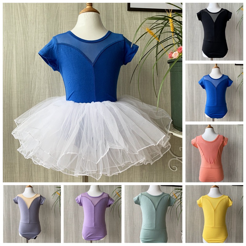 Picture of Children's Dance Training Clothing Mesh One-piece Open Crotch Hidden Button Summer Short-sleeved Clothing Chinese Folk Dance Test Grade Female
