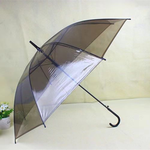Picture of Transparent Umbrella Men and Women Internet Celebrity ins Cute Semi-automatic Straight Handle Photography Small Fresh Sunshade Sunny Umbrella Frosted Umbrella