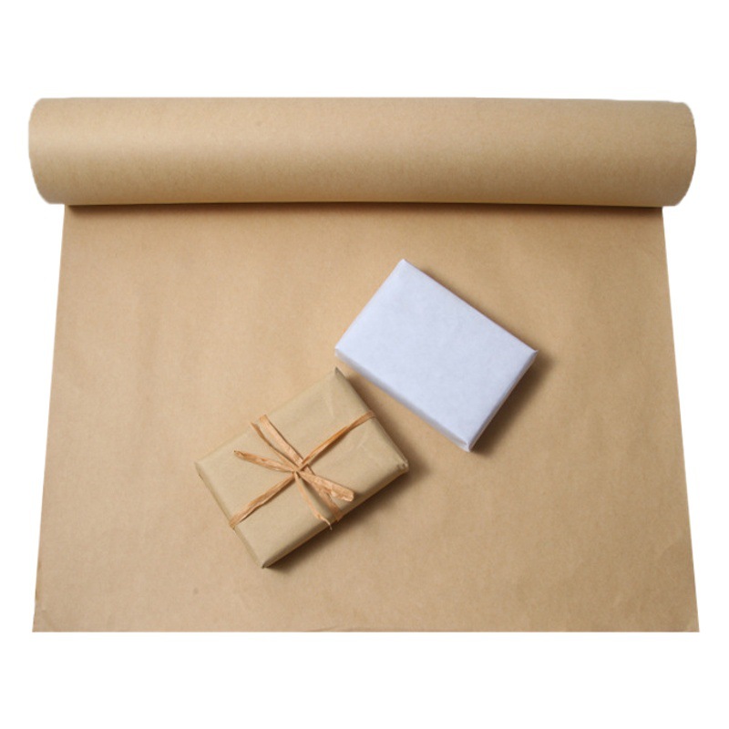 Non-paper tube wood pulp brown kraft paper craft gift wrapping paper wholesale children's drawing paper sketch roll paper