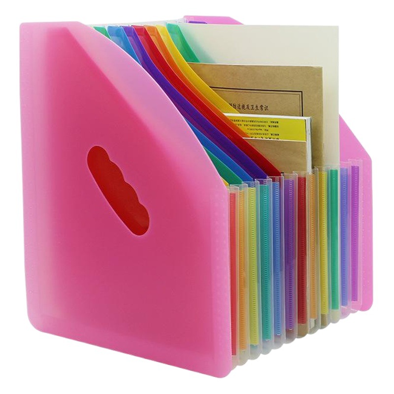 Cross-border Mini Rainbow A4 Folder Oblique Telescopic Organ Bag Multi-layer Classification Data Rack File Basket Large Capacity
