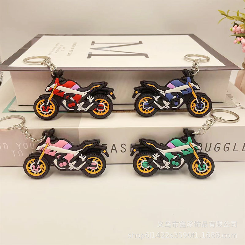 Picture of Key chain pendant doll creative double-sided simulation motorcycle bag pendant PVC key chain small gift wholesale