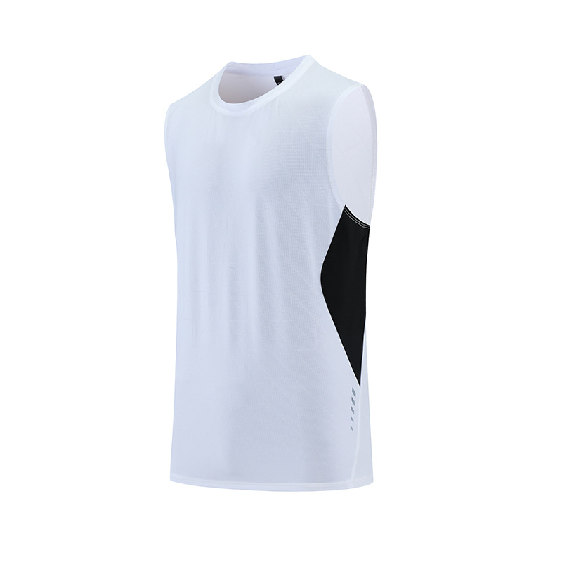 Picture of European and American Cross-border Dark Flower Reflective Strip Sports Quick-drying Vest Men's Color-block Printing Multicolor Fitness Sweat-absorbent Sleeveless Short Sleeve