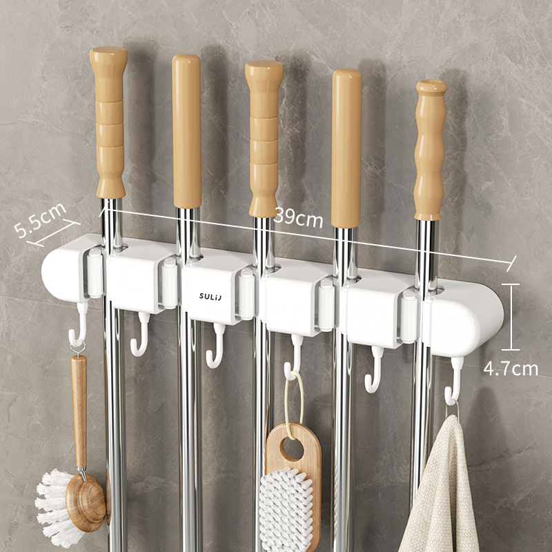 Picture of Wall-mounted mop clip rack punch-free hook balcony bathroom bathroom buckle fixed broom storage rack