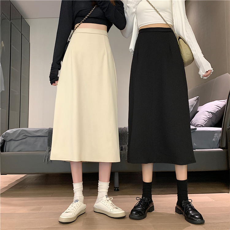 Plus Size Slimming Look Little Black Dress Skirt Long Skirt to Ankle Light Mature Style Hip-Hugging a Skirt Large Size Autum Ins Style Long Skirt