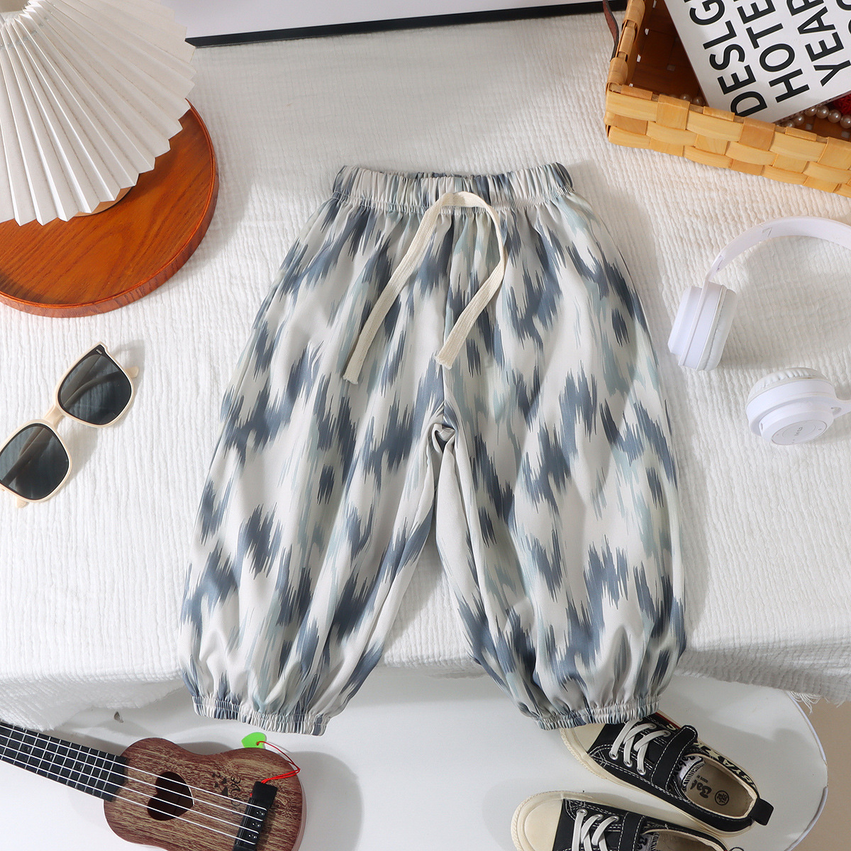 Picture of Children's Anti-mosquito Pants Ice Silk Tie-dyed Thin Lazy Pants Baby Summer Household Loose Pajama Pants High Waist Casual Pants