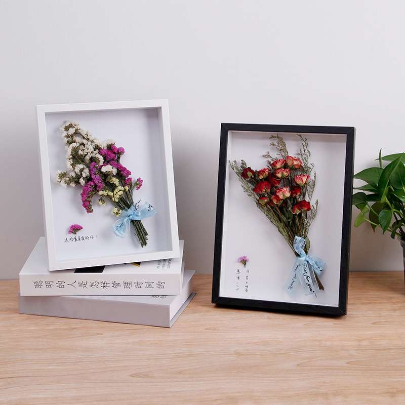 Picture of Wooden 3cm Hollow Dried Flower Stereo Photo Frame Specimen Frame DIY Handmade Clay Works Immortal Flower Framed Picture Frame