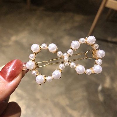 Picture of South Korea Dongdaemun Hair Clip Women's Pearl Series Bangs Clip Simple Simple Hair Clip Internet Popular Same Style Hair Clip Hair Accessories New