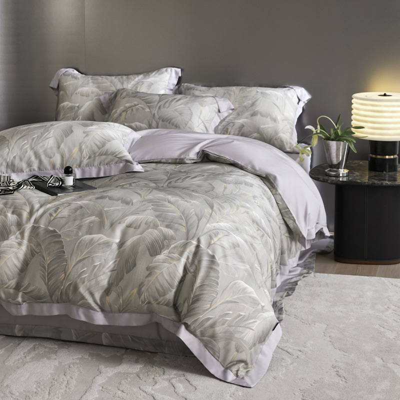 Picture of Summer Class A Maternal and Infant Grade Lyocell Tens Four-Piece Light Luxury Ice Silk Naked Sleeping Cool Quilt Cover Bed Sheet 1.8 Bedding