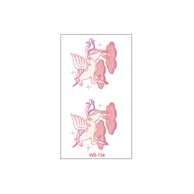 Picture of Unicorn Tattoo Sticker Original Children's Cute Cartoon Doll Birthday Rainbow Little Pegasus Waterproof Temporary Sticker