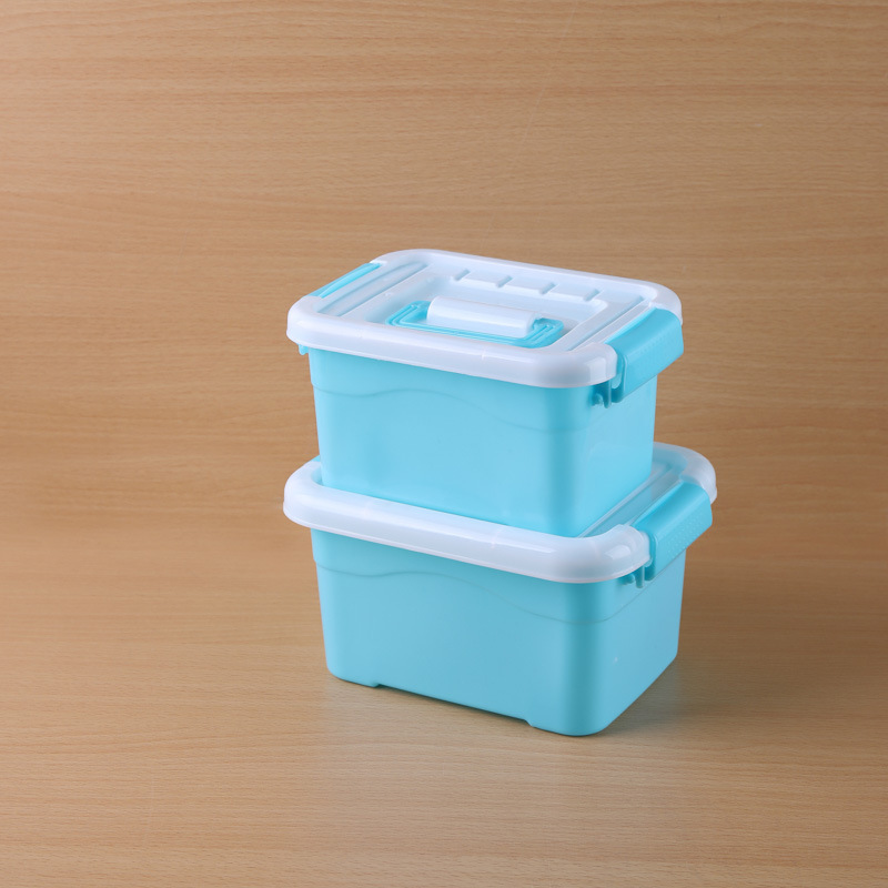 Laundry Bead Storage Organiser Suitcase Car Children's Toy Storage Box Portable Blue and White Desktop Storage Box