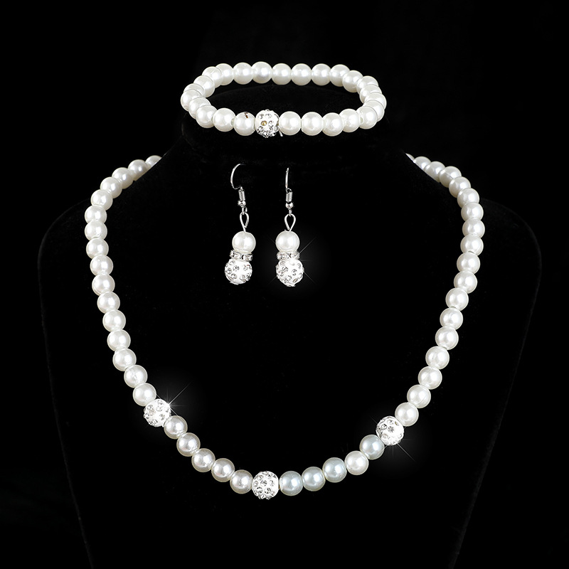 Picture of Cross-border jewelry new bridal sweater chain necklace set diamond artificial pearl necklace earring bracelet set