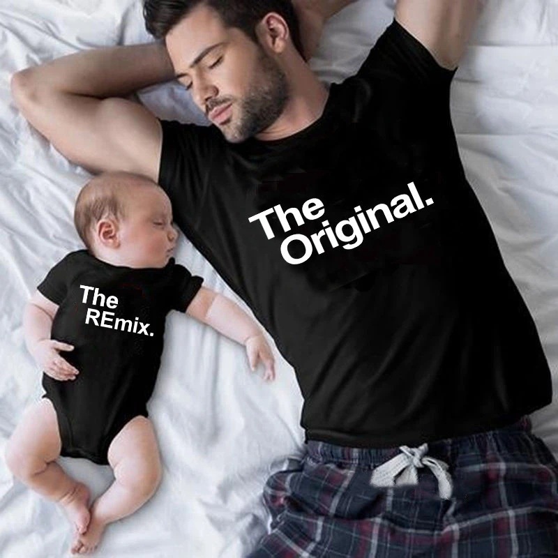 Picture of Europe and the United States hot-selling parents summer T-shirt manufacturers wholesale cross-border black round neck printed parents short sleeve cotton generation