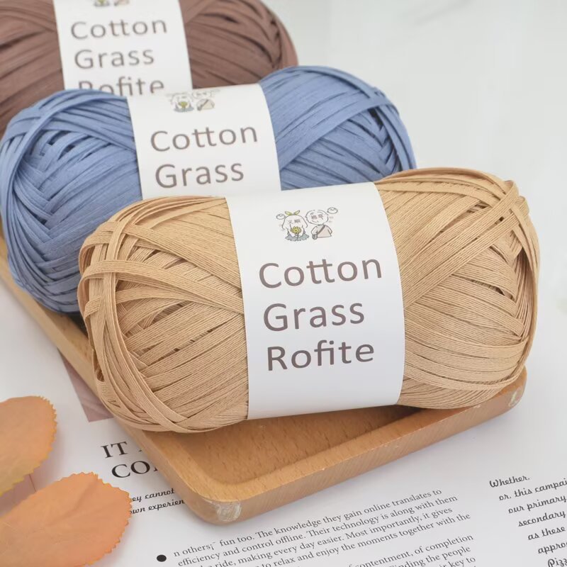 Picture of Pure Cotton Straw Raffia Cotton Straw Thread Weaving Material Summer Straw Hat Thread DIY Hand-Woven Crochet Bag Thread
