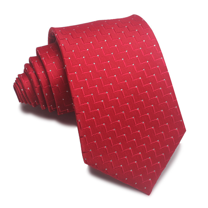 Picture of 25 New 8cm Polyester Jacquard Stripesd Tie 7cm Men's and Women's Business Formal Wear Casual High-End Red Black Blue