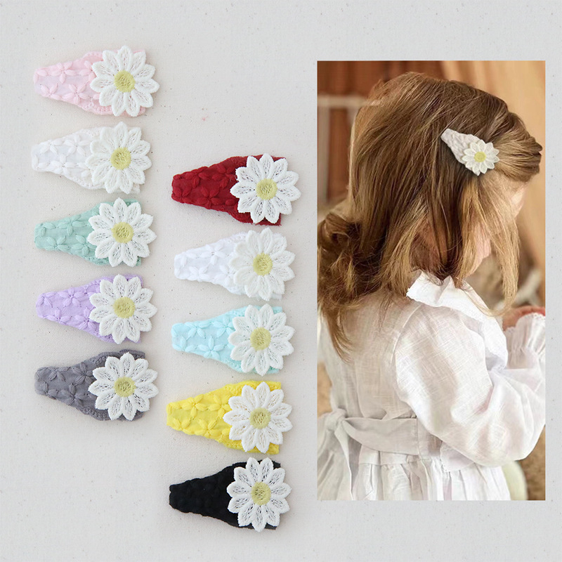 A176 foreign trade cross-border manufacturers wholesale AliExpress Amazon children's hair accessories spring and summer lace daisy flower BB clip