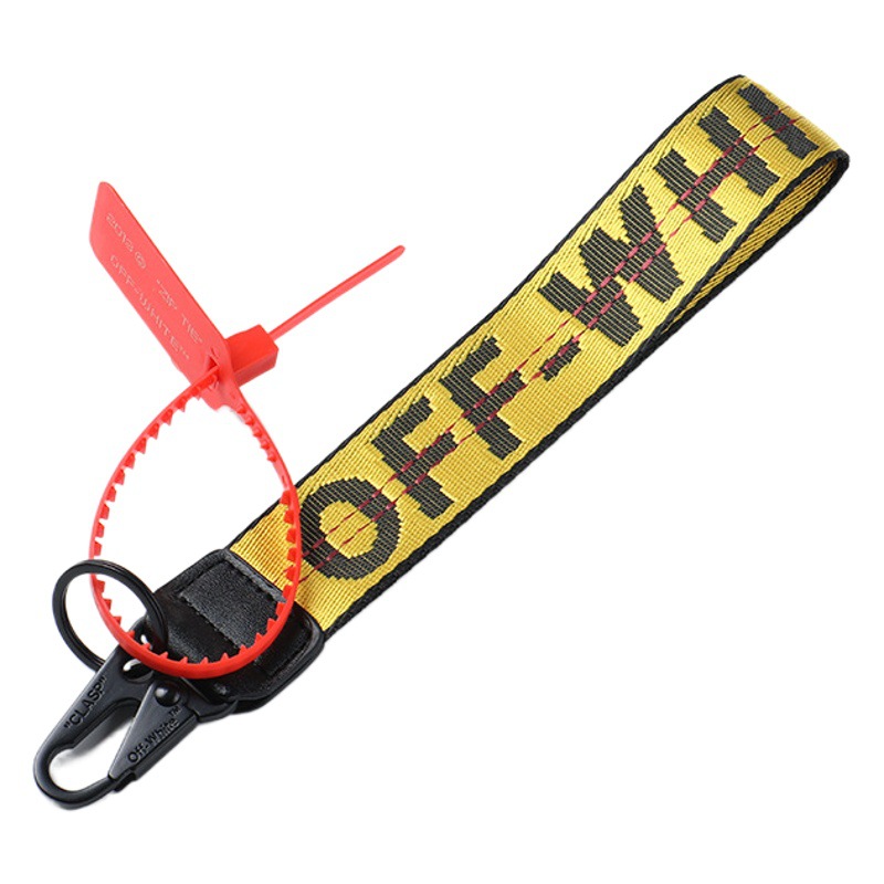 New Off Keychain White European and American Trendy Brand Embroidered Canvas Logo Pendant Luggage Camera with Denim Accessories