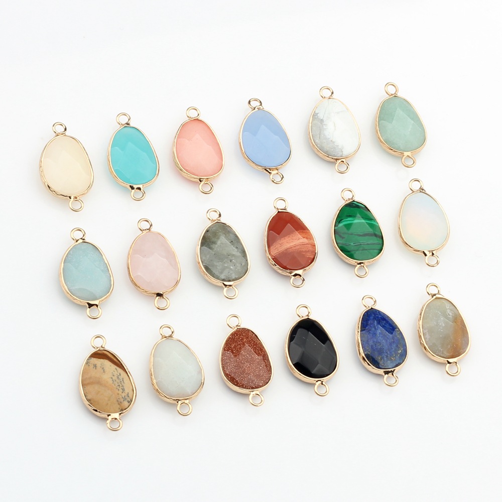 Picture of Cross-border hot selling new natural stone pendant copper wrapping cut-shaped double hanging pendant wholesale