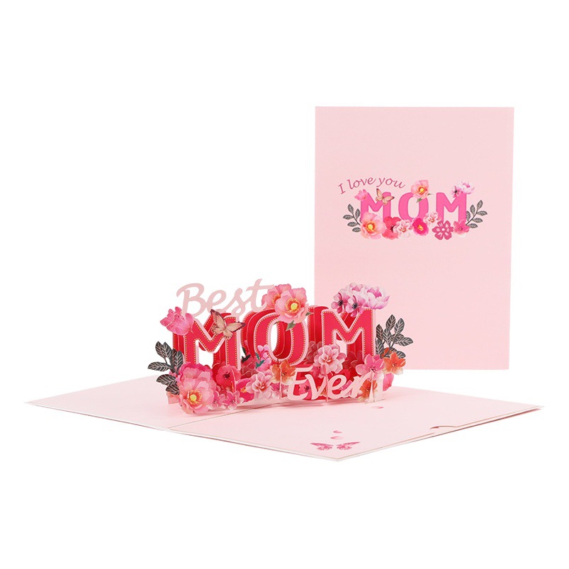 New Mother's Day Gift 3D Greeting Card Paper Carved Thank You Card Mother's Blessing Card Creative Cross-border Wholesale