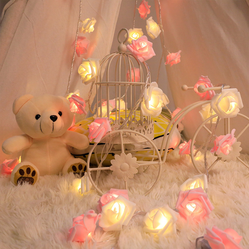 Picture of Rose Light String LED Foam Flower Lights Proposal Valentine's Day Girl's Heart Room Decorative Lights Flower Lights