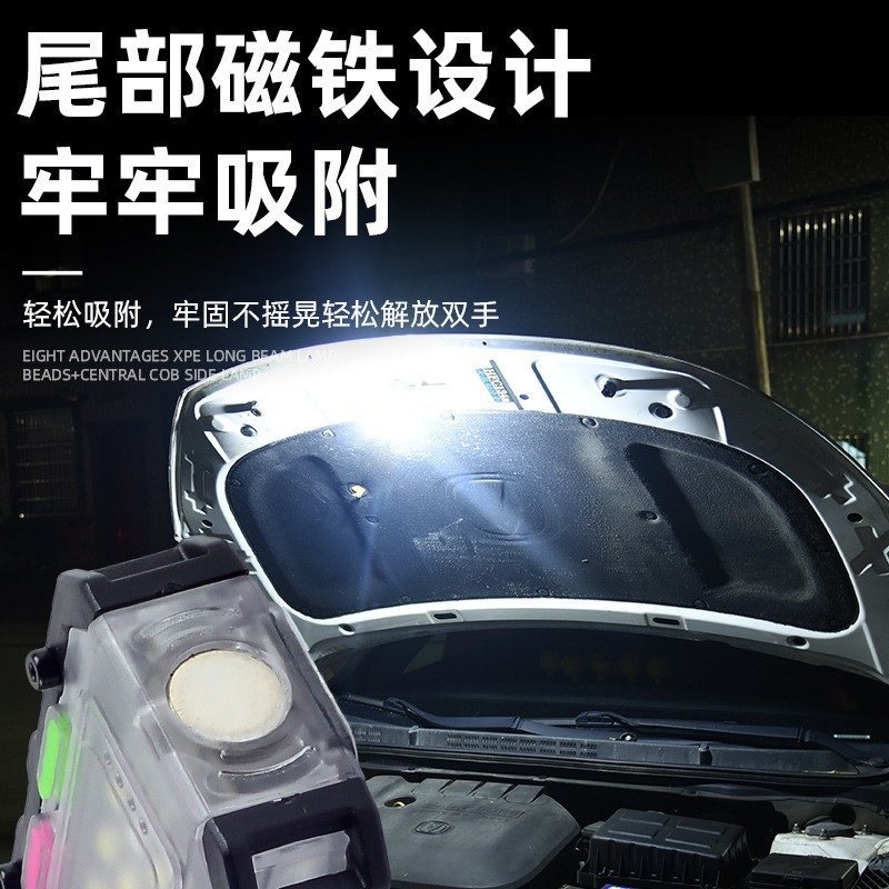 Picture of Cross-border keychain light outdoor double light source strong light mini flashlight cap clip light self-defense work red and blue warning light