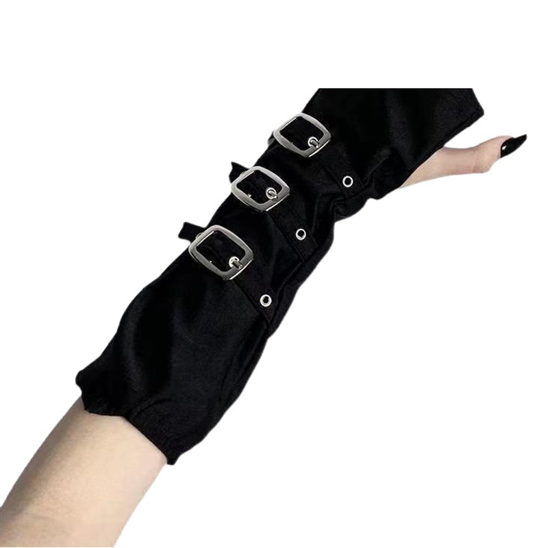 Dark Punk Style Personalized Adult Metal Buckle Strap Gloves