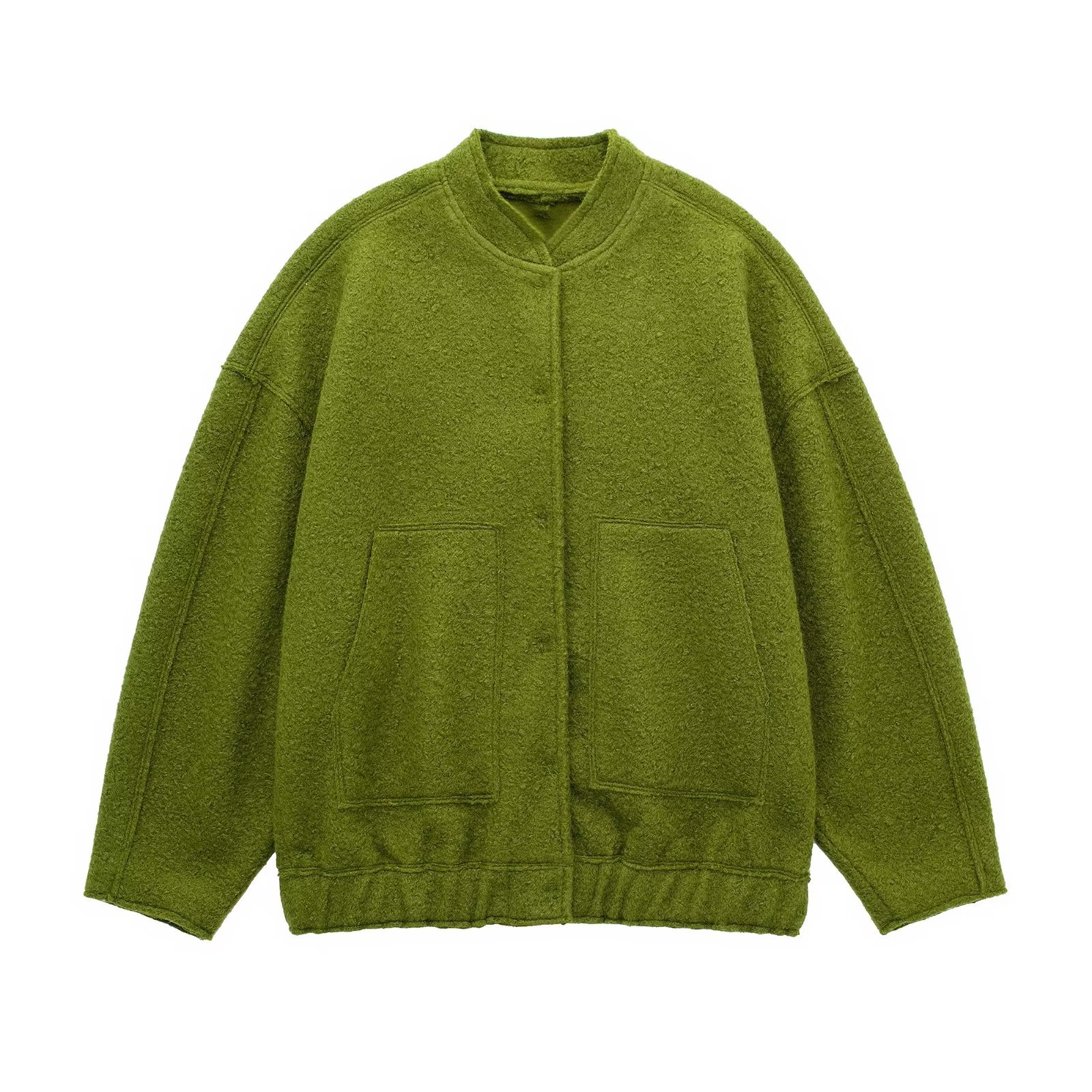 Picture of 2023 autumn and winter New European and American style solid color women's pocket decoration loose pilot jacket baseball uniform casual jacket
