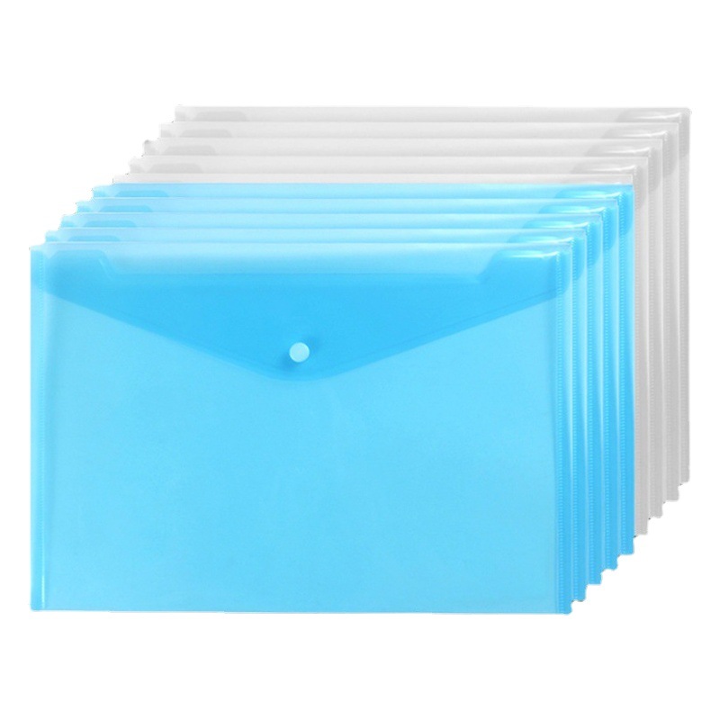 Zhengcai A4 Snap Envelope File Bag 10 Pieces Creative Thickeneded Plastic Transparent File Information Receipt Storage