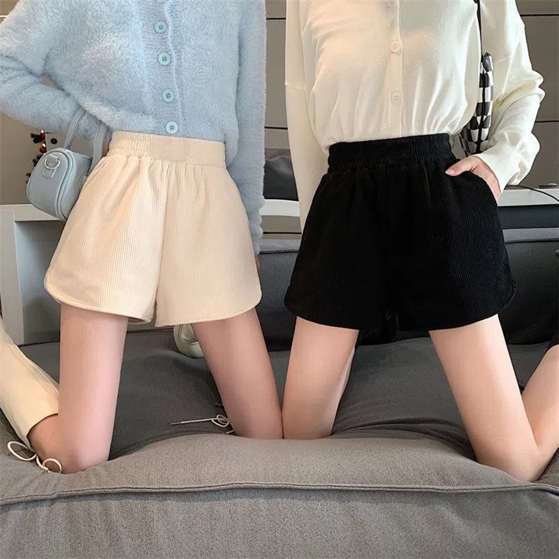 2024 Fall/Winter plus size chubby girl Wide Leg Pants Women's High Waist Joker Corduroy Shorts Small Casual Base Boots Pants