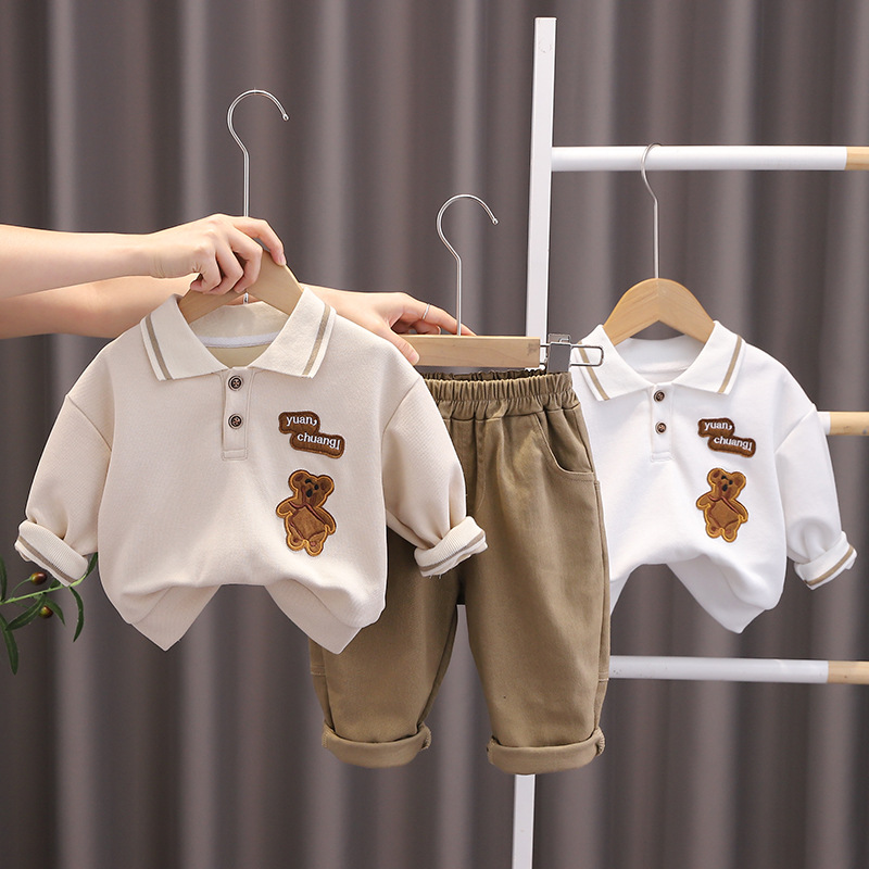 Children's Clothing Spring and Autumn Boys' suit and Autumn Clothing Children's Long-sleeved Polo Collar Top Casual Pants Sportswear Two-piece Set