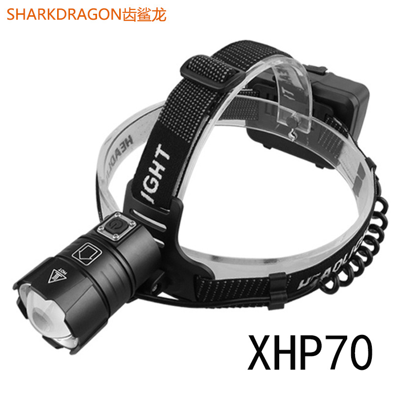 Cross-border new xhp70 light headlight USB charging outdoor zoom long-range high-power aluminum alloy LED headlight