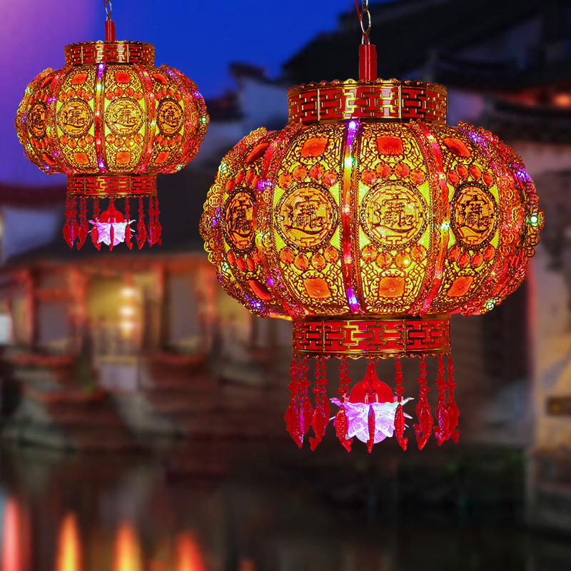 LED lantern automatic rotating lantern electric lantern walking lantern acrylic lantern Crystal Palace Lantern courtyard decoration