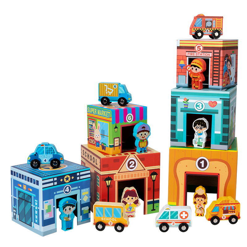 Picture of Cross-border children's city scene six-in-one traffic cognitive kit logical thinking training heap music educational toys