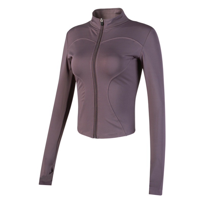 Stand Collar Slimming Sports Outwear Women's Fitness Wear Tight Jacket Yoga Running Top High Elastic Long Sleeve Autumn and Winter