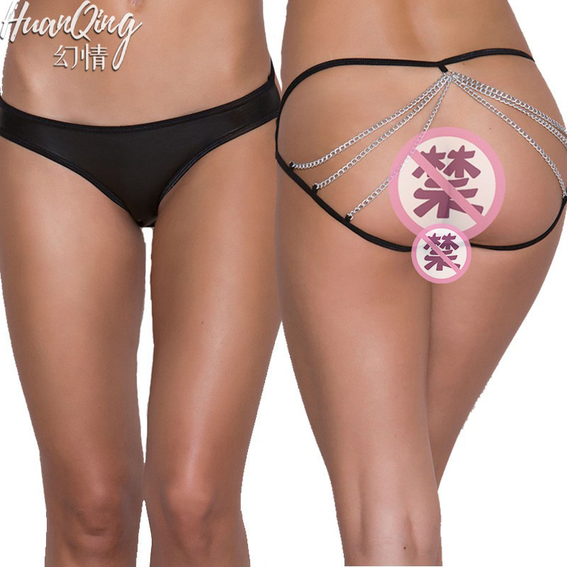 Cross-border hot sex underwear manufacturers wholesale sexy temptation metal chain hollow multi-size women's underwear 6053