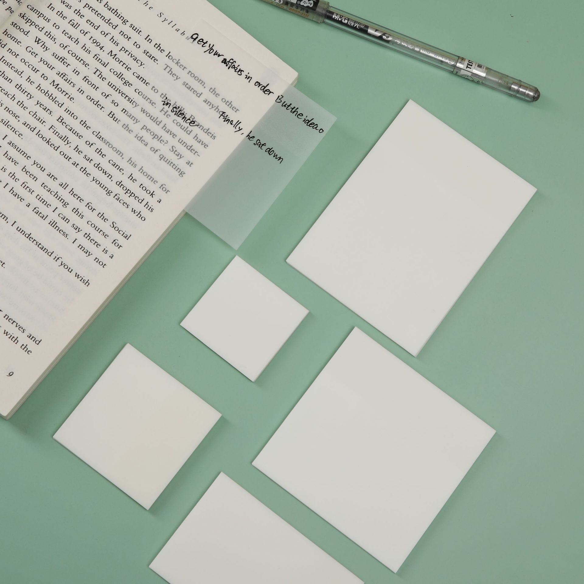 Picture of Transparent Pet Sticky Notes, Multi-Specification Index Tabs, Multi-Waterproof Sticky Notes, Easy to Tear, High Stickiness