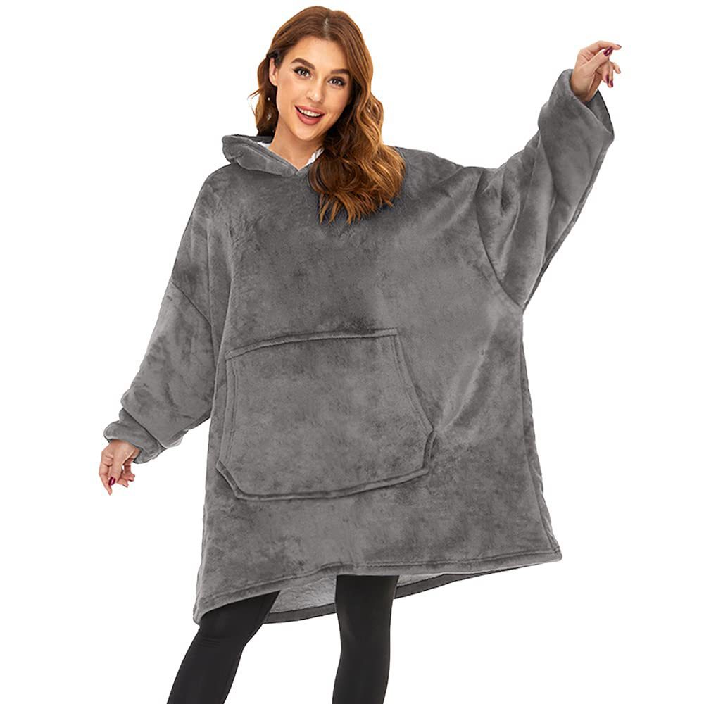 Picture of TV Explosions hugglehoodie Pullover Fleece Clothing Hooded Outdoor Cold-proof Warm Lazy TV Blanket Nightgown Women