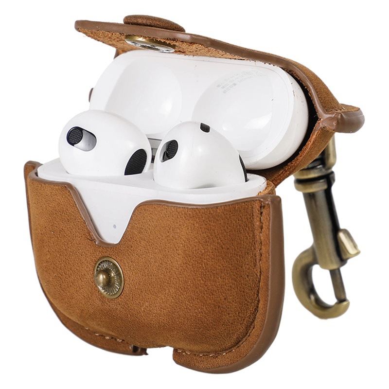 Picture of Suitable for airpods3 Protective Case Leather Hanging Buckle Portable Drop-resistant Apple Third Generation Bluetooth Headset Leather in stock