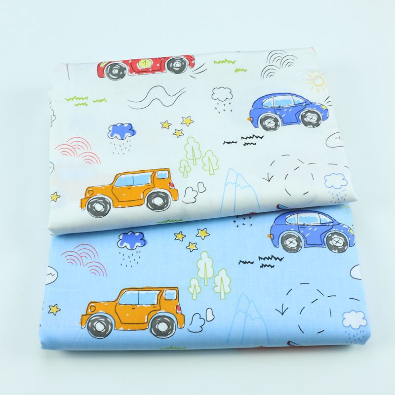Cartoon car car cotton twill printed cloth baby quilt cover bed sheet cotton coat coverall cotton woven cloth