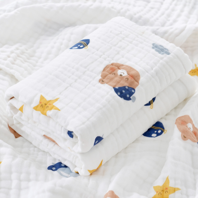 Picture of Baby Bath Towel Pure Cotton Wholesale Pure Cotton Four-Layer Gauze Newborn Wrap Summer Newborn Baby Supplies Children's Blanket