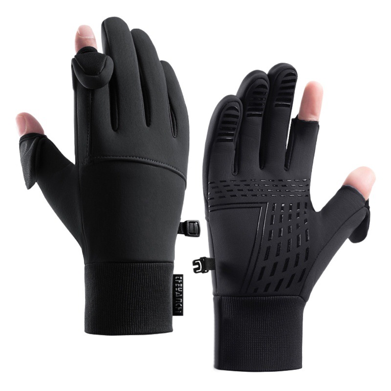 Cycling gloves men's winter Q243 outdoor cycling non-slip leak two finger touch screen cross-border thickened warm cycling gloves