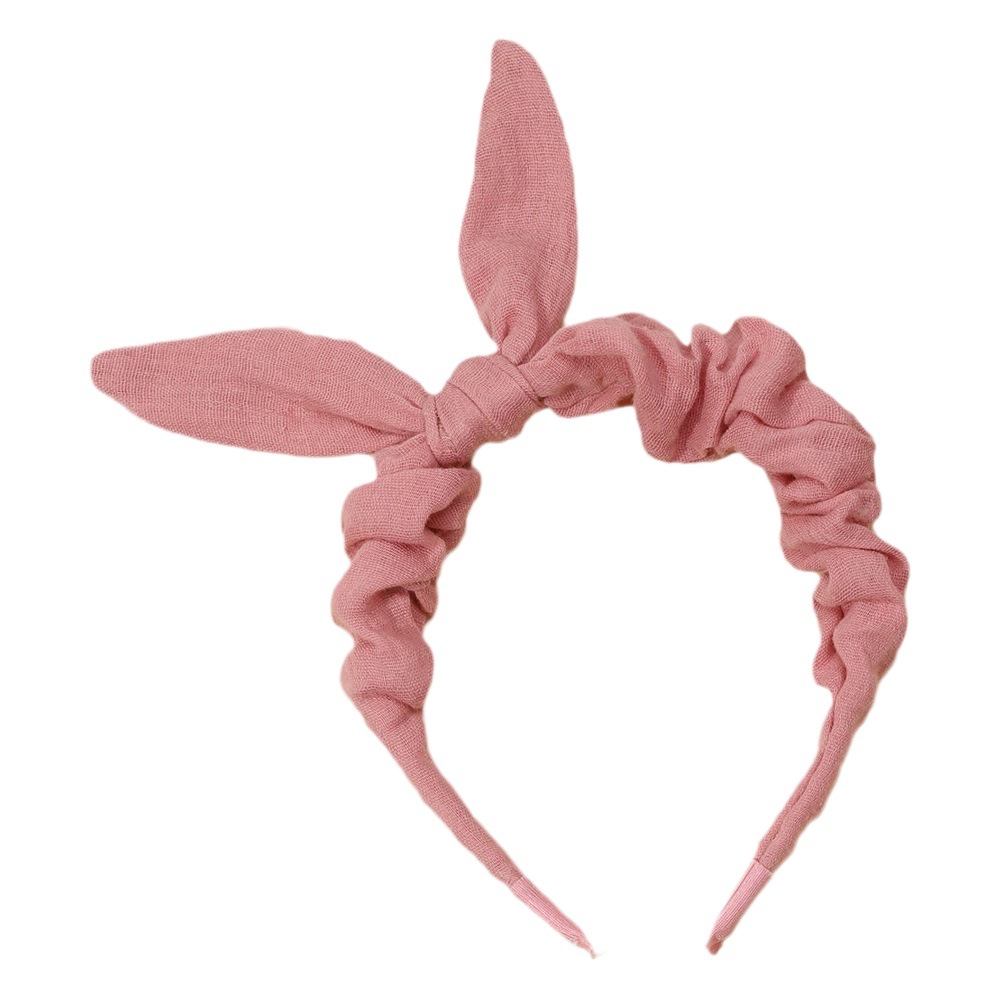 Children's Hair Band Korean High-end Soft and Comfortable Pure Cotton Rabbit Ears Cute Bow Headwear Princess Hair Accessories